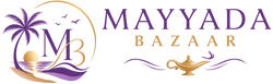 Mayyada Bazaar logo featuring palm tree, ocean waves and luxury bazaar styling