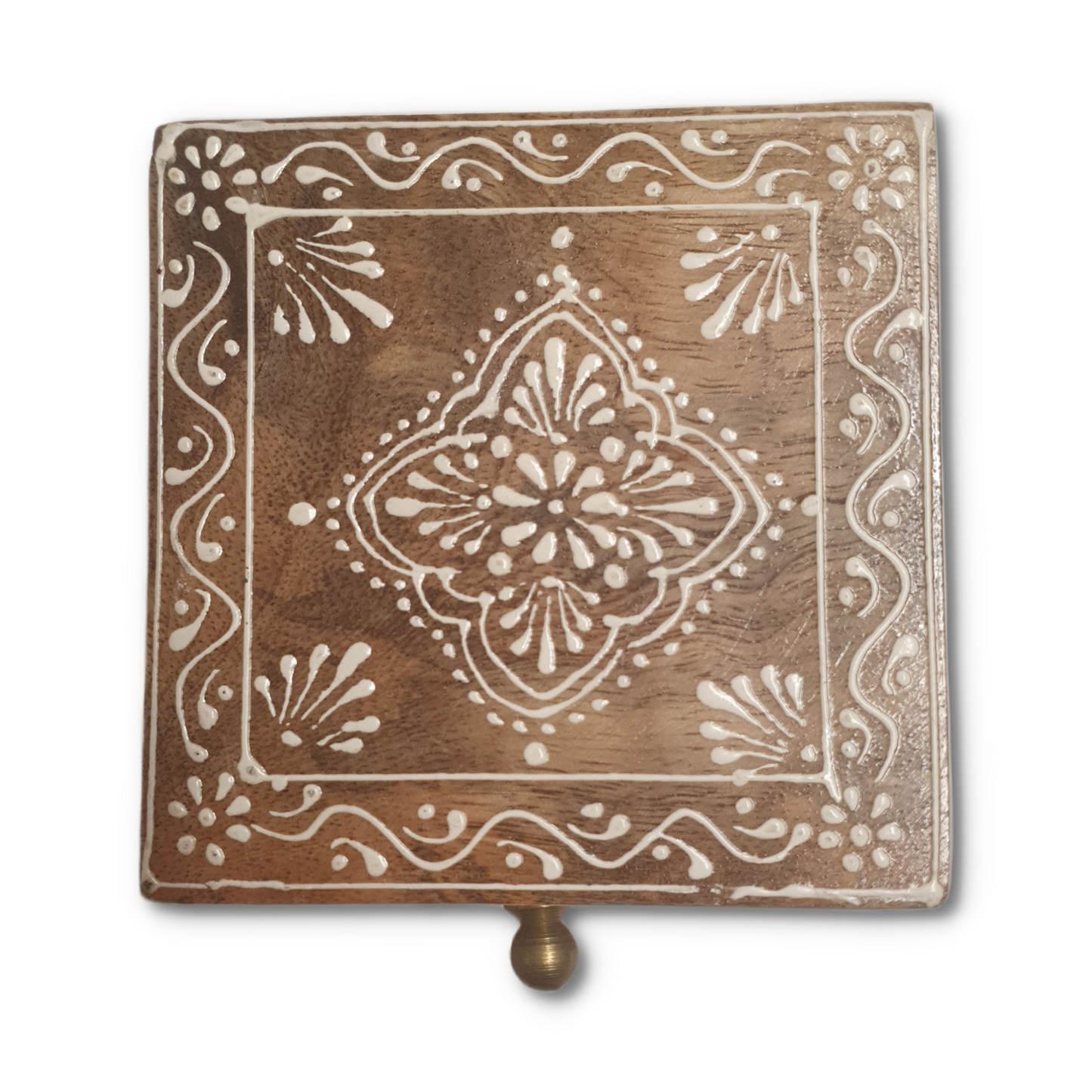Small Flower Square Wood Box